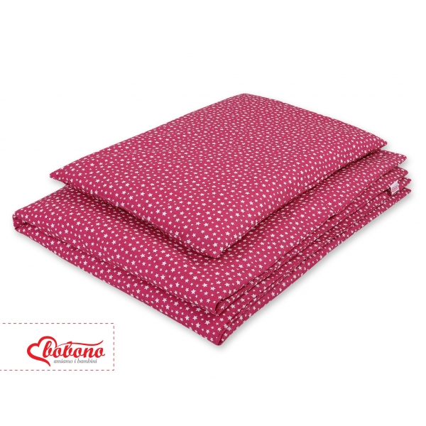 Babybett Bettwäsche Set 2-tlg - weinrote Sternchen