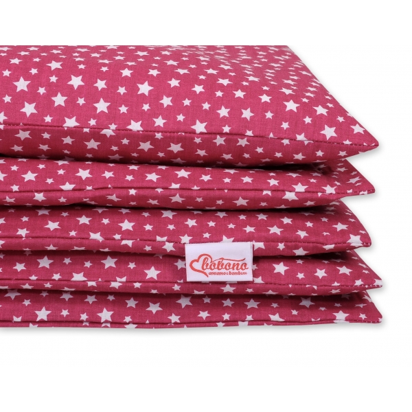 Babybett Bettwäsche Set 2-tlg - weinrote Sternchen