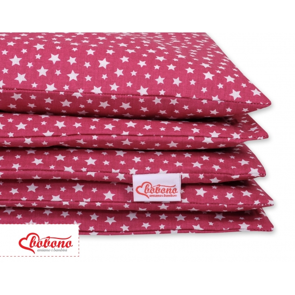 Babybett Bettwäsche Set 2-tlg - weinrote Sternchen