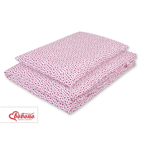 Babybett Bettwäsche Set 2-tlg - weiß-weinrote Sternchen