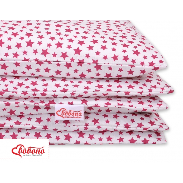 Babybett Bettwäsche Set 2-tlg - weiß-weinrote Sternchen