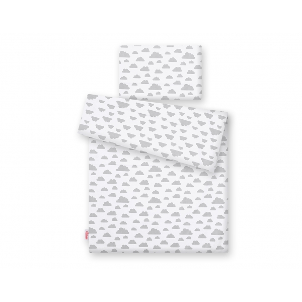 Babybett Bettwäsche Set 2-tlg - Wolken grau