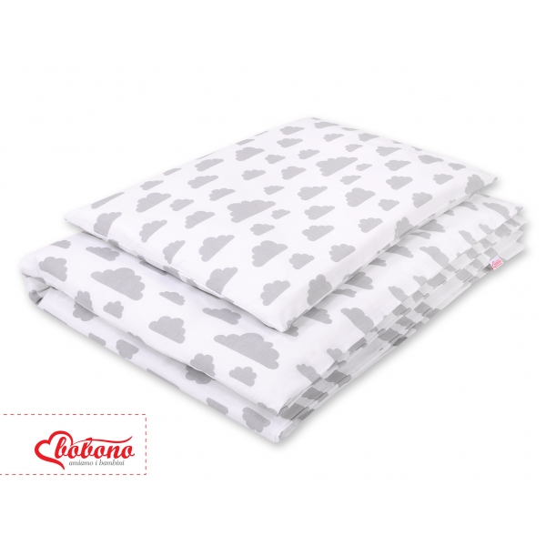 Babybett Bettwäsche Set 2-tlg - Wolken grau