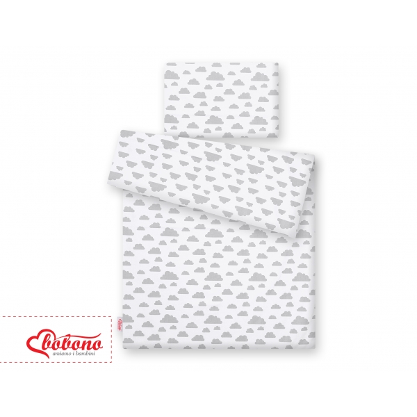 Babybett Bettwäsche Set 2-tlg - Wolken grau