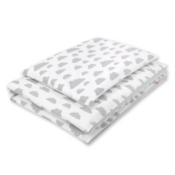 Babybett Bettwäsche Set 2-tlg - Wolken grau