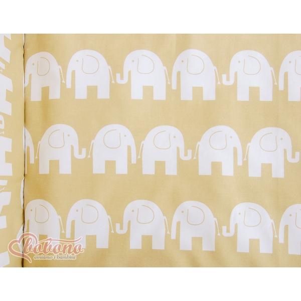 Babybett für Elternbett FABIO mit Matratze und Bettwäsche Set - Basic Elefanten beige