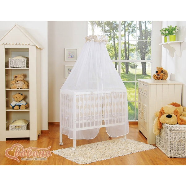 Babybett für Elternbett FABIO mit Matratze und Bettwäsche Set - Basic Elefanten beige