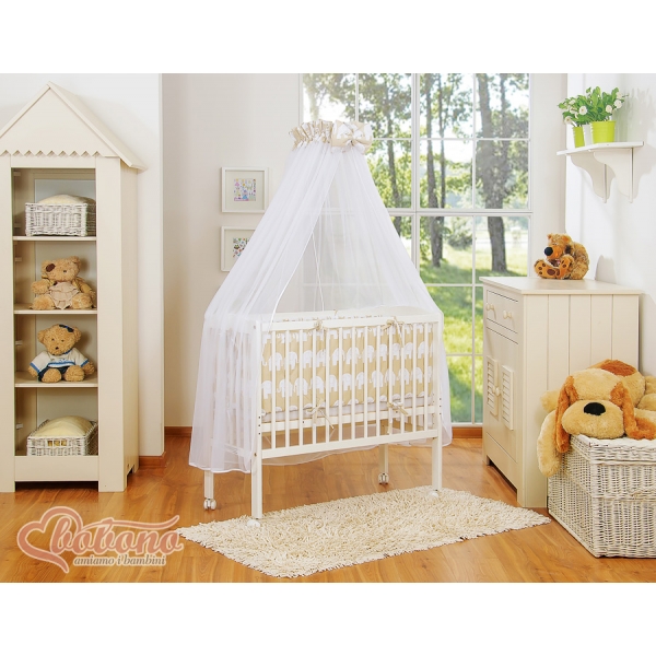 Babybett für Elternbett FABIO mit Matratze und Bettwäsche Set - Basic Elefanten beige