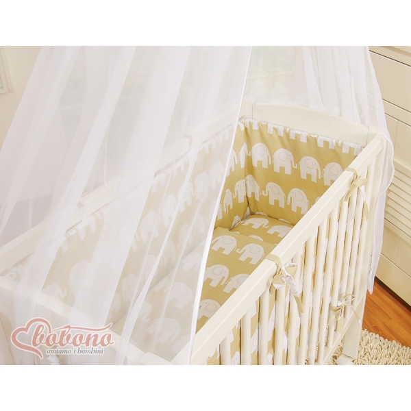 Babybett für Elternbett FABIO mit Matratze und Bettwäsche Set - Basic Elefanten beige