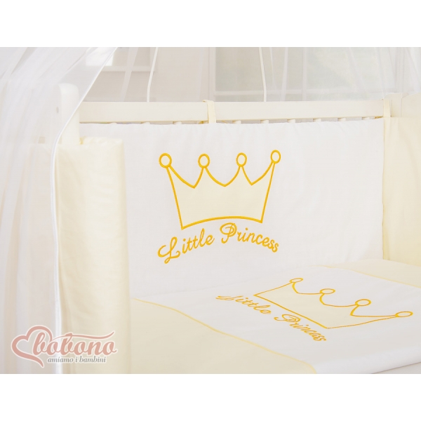Babybett für Elternbett FABIO mit Matratze und Bettwäsche Set - Little Prince/Princess creme
