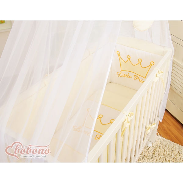 Babybett für Elternbett FABIO mit Matratze und Bettwäsche Set - Little Prince/Princess creme