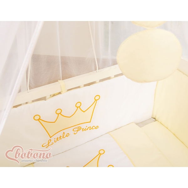 Babybett für Elternbett FABIO mit Matratze und Bettwäsche Set - Little Prince/Princess creme