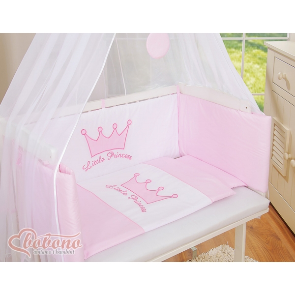 Babybett für Elternbett FABIO mit Matratze und Bettwäsche Set - Little Prince/Princess rosa