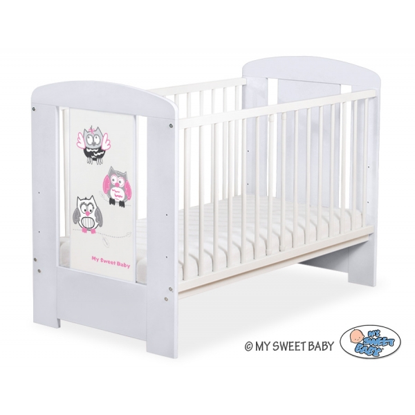 Babybett Grau 120x60cm Eulen 5017-06-429
