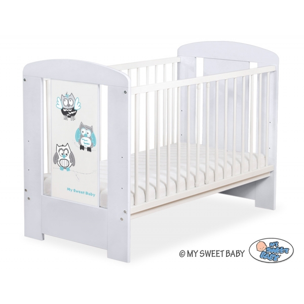 Babybett Grau 120x60cm Eulen 5017-06-431