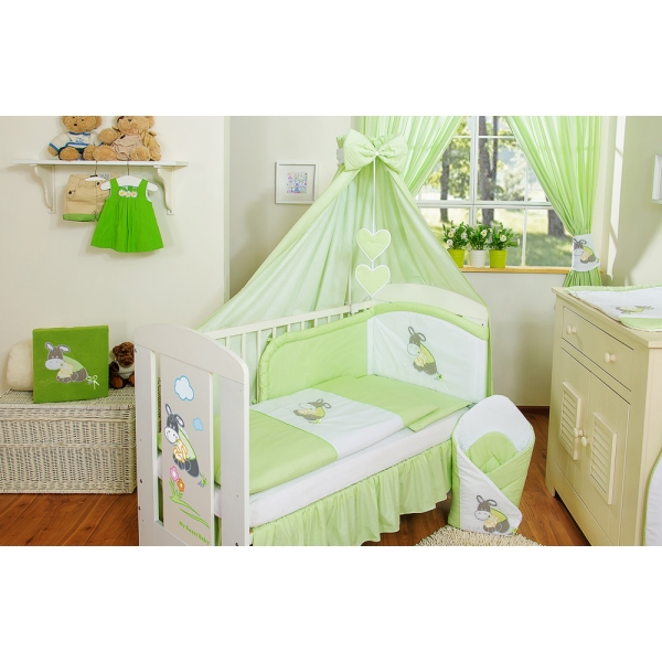 Babybett Himmel aus Baumwolle - Esel Luca grün