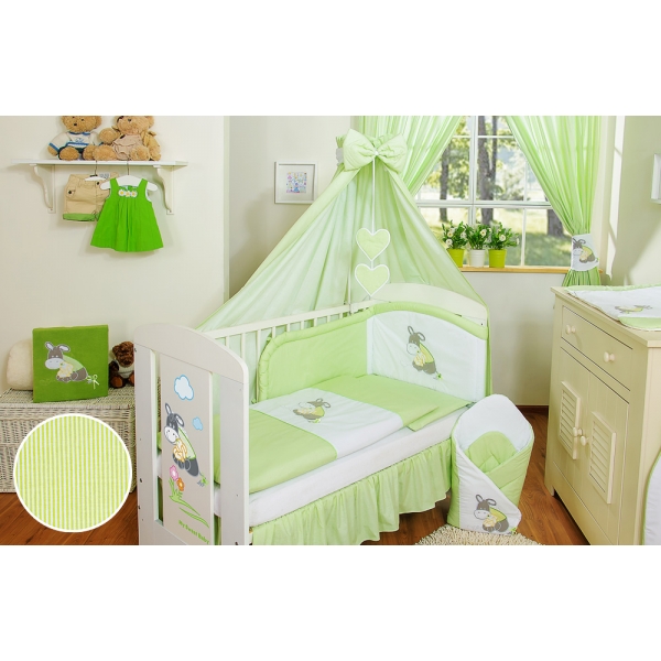 Babybett Himmel aus Baumwolle - Esel Luca grün