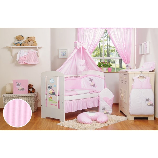 Babybett Himmel aus Baumwolle - Esel Luca rosa