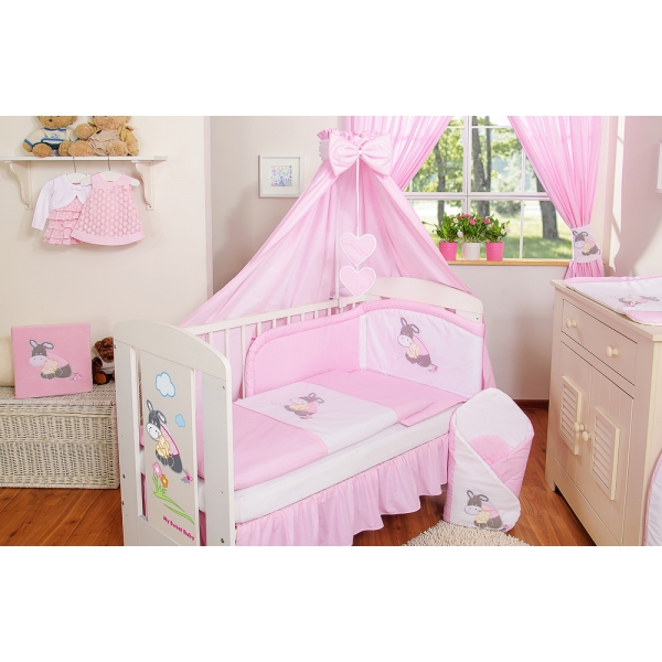 Babybett Himmel aus Baumwolle - Esel Luca rosa