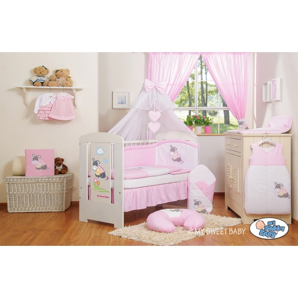 Babybett Himmel aus Baumwolle - Esel Luca rosa