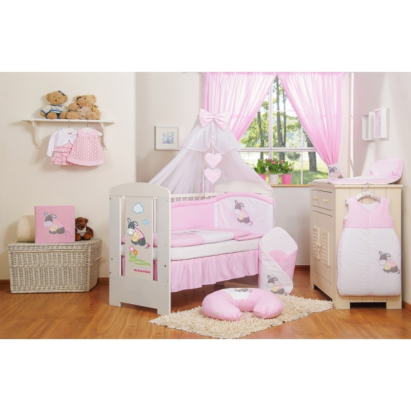 Babybett Himmel aus Baumwolle - Esel Luca rosa
