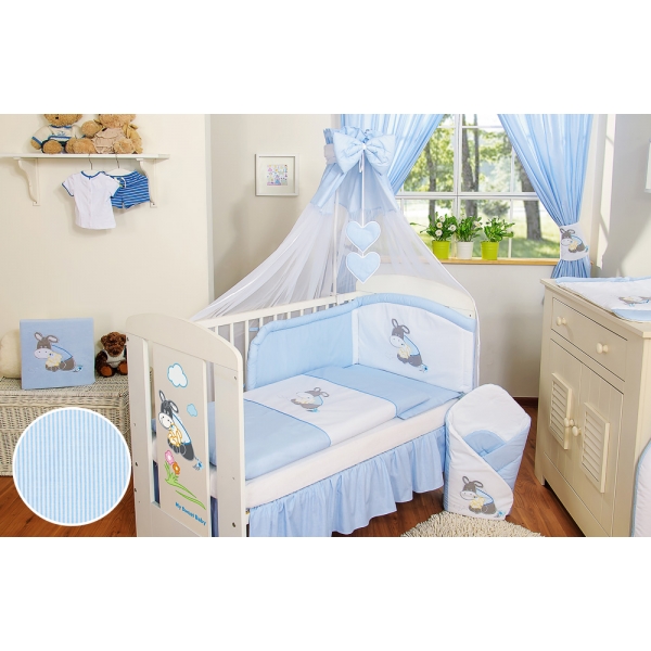 Babybett Himmel aus Chiffon - Esel Luca blau