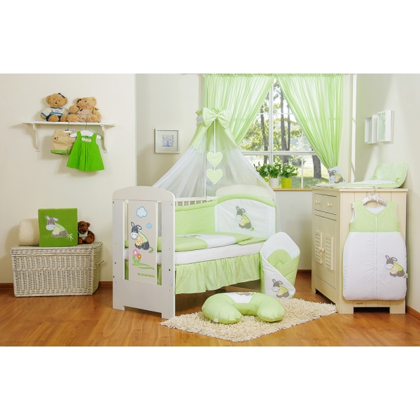 Babybett Himmel aus Chiffon - Esel Luca grün