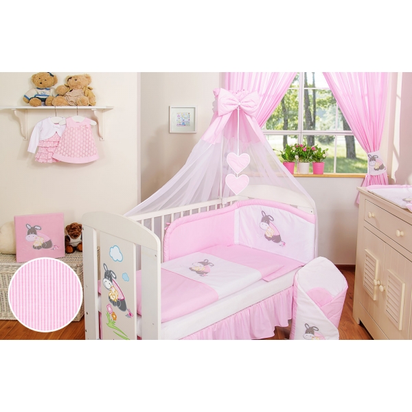 Babybett Himmel aus Chiffon - Esel Luca rosa
