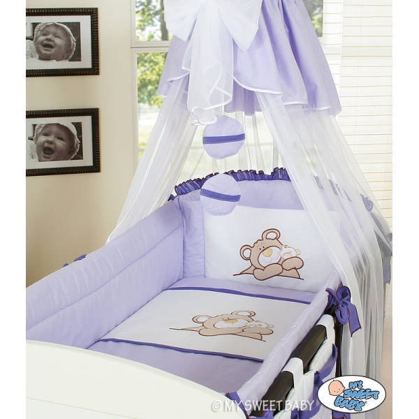 Babybett Himmel aus Chiffon - Teddy Bär barnaba lila
