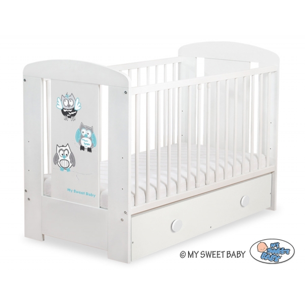 Babybett mit Schublade MAXI 120x60cm Eulen