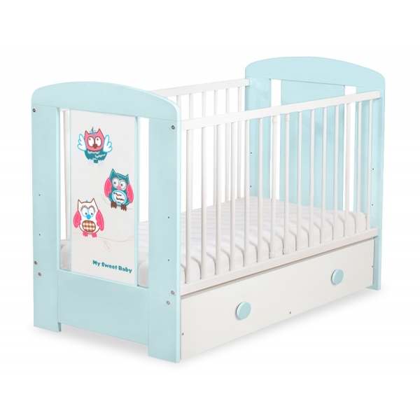 Babybett mit Schublade MAXI 120x60cm Eulen