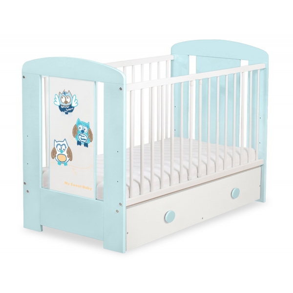Babybett mit Schublade MAXI 120x60cm Eulen