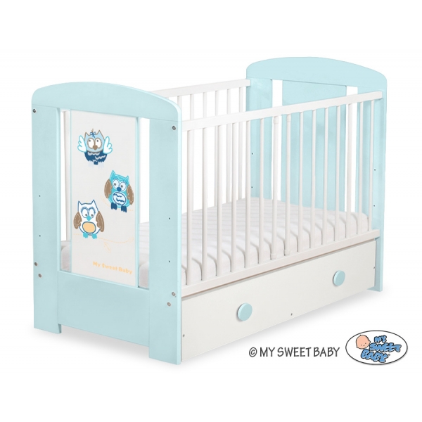 Babybett mit Schublade MAXI 120x60cm Eulen