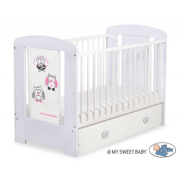 Babybett mit Schublade MAXI 120x60cm Eulen