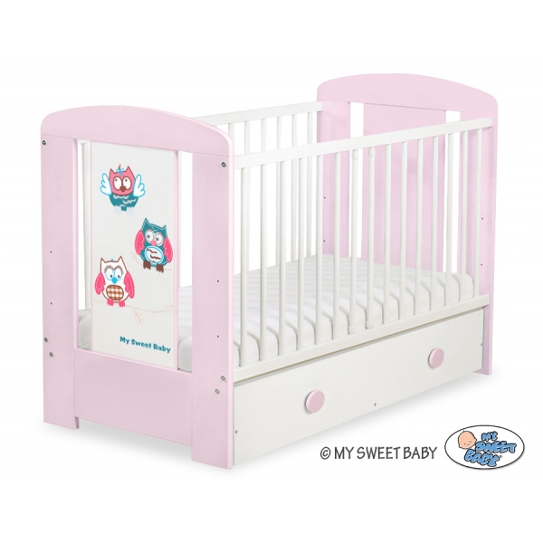 Babybett mit Schublade MAXI 120x60cm Eulen