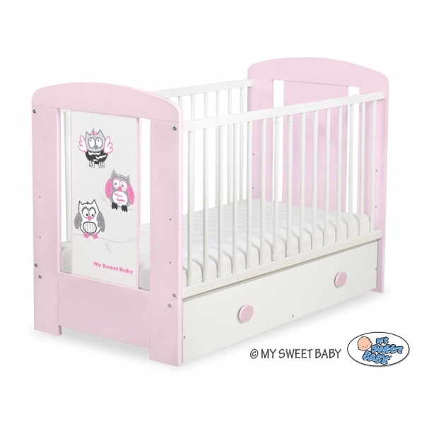 Babybett mit Schublade MAXI 120x60cm Eulen