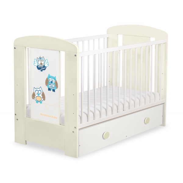 Babybett mit Schublade MAXI 120x60cm Eulen