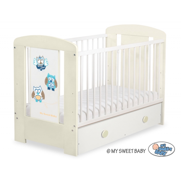 Babybett mit Schublade MAXI 120x60cm Eulen