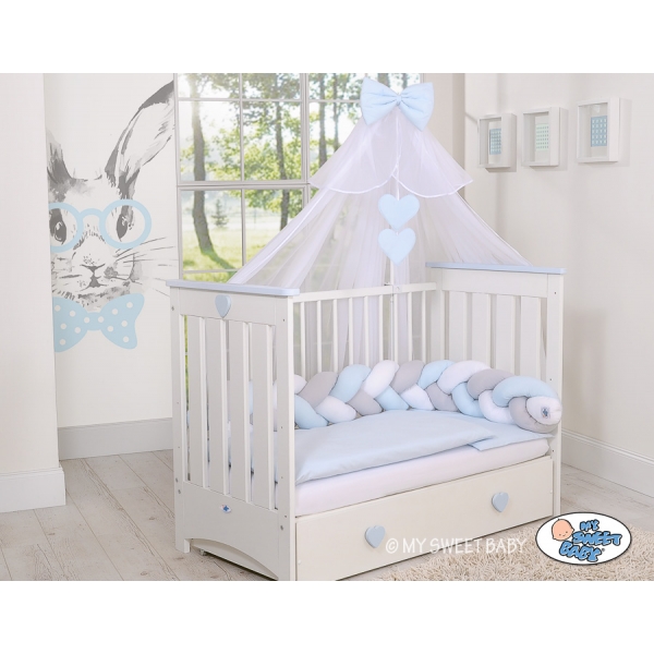 Babybett Moskitonetz aus Chiffon - blau