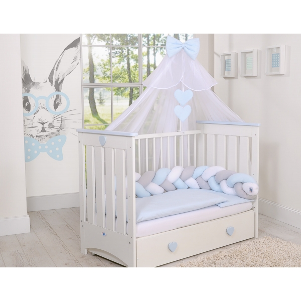Babybett Moskitonetz aus Chiffon - blau