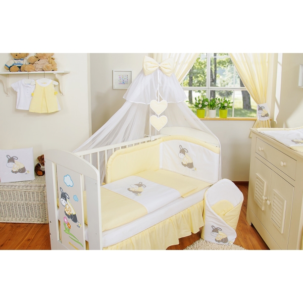 Babybett Moskitonetz aus Chiffon - Esel Luca gelb