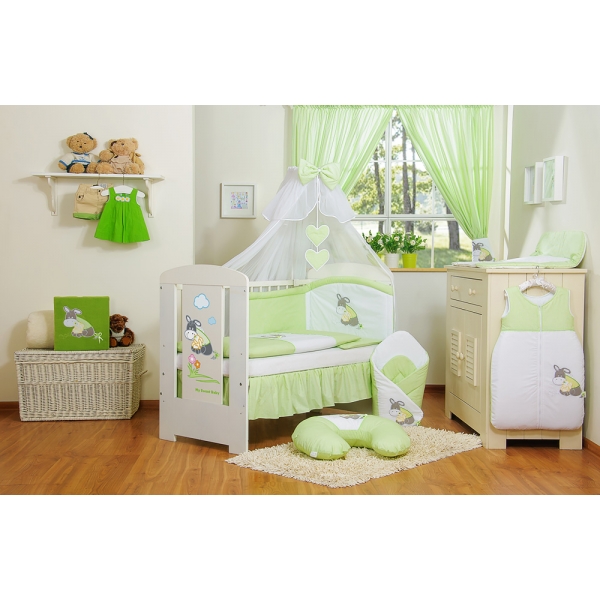 Babybett Moskitonetz aus Chiffon - Esel Luca grün