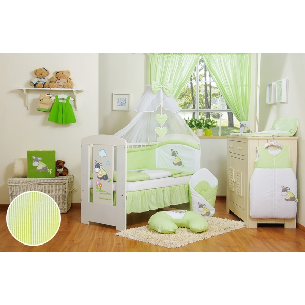 Babybett Moskitonetz aus Chiffon - Esel Luca grün