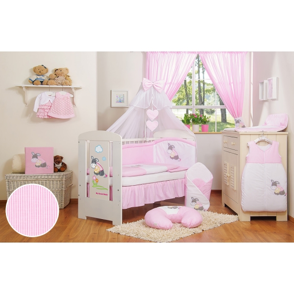 Babybett Moskitonetz aus Chiffon - Esel Luca rosa
