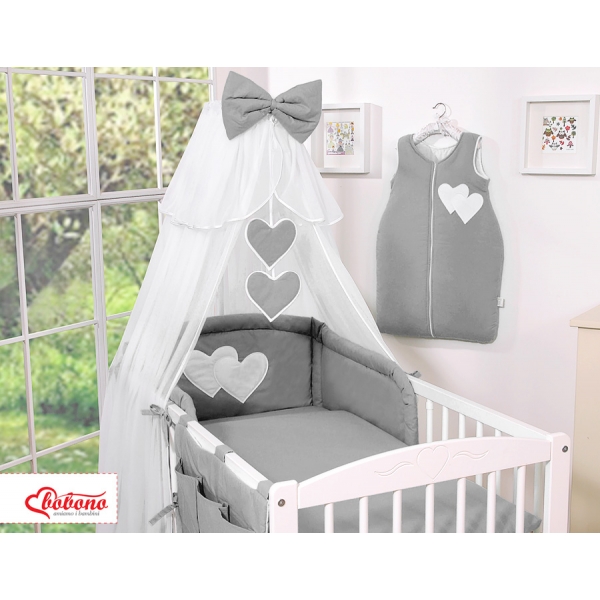 Babybett Moskitonetz aus Chiffon - Hängende Herzen anthrazit