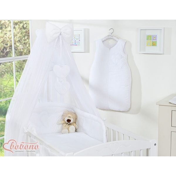 Babybett Moskitonetz aus Chiffon - Hängende Herzen weiß