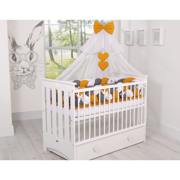 Babybett Moskitonetz aus Chiffon - honiggelb