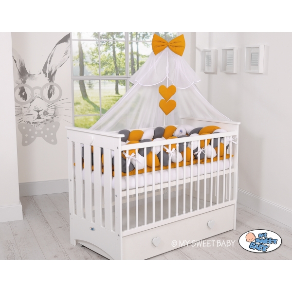 Babybett Moskitonetz aus Chiffon - honiggelb