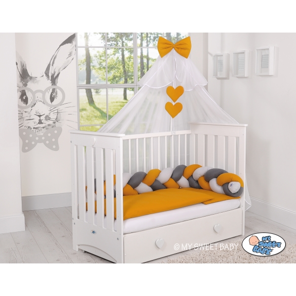Babybett Moskitonetz aus Chiffon - honiggelb