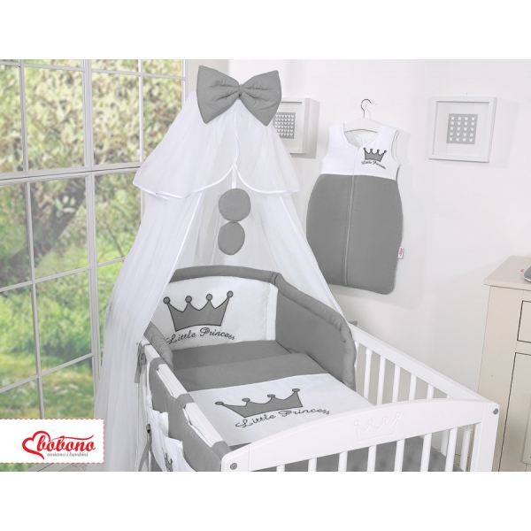 Babybett Moskitonetz aus Chiffon - Little Prince/Princess anthrazit